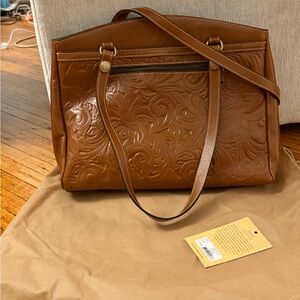 Patricia Nash Tan Embossed Shoulder Bag
